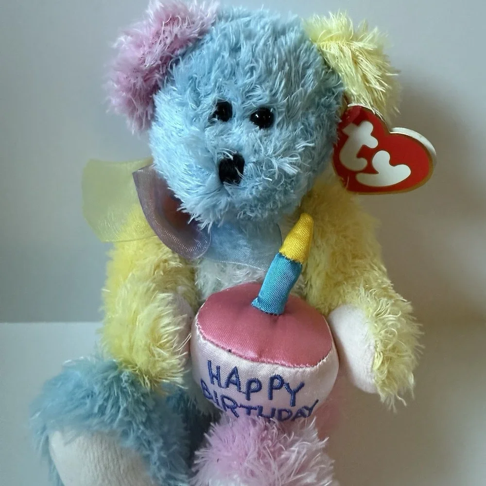 TY Surprise *Happy Birthday* Beanie Bear ‎ Year 2000 With Tag